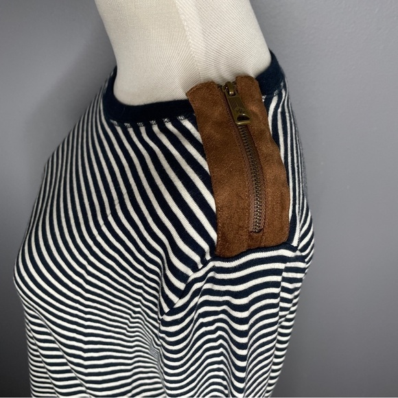 Lauren Ralph Lauren 100% cotton striped leather zipper shoulder elbow size 1X - Picture 3 of 8